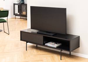Tv-meubel Crandon zwart/zwarte essenhouten look - Breedte: 140 cm