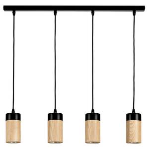 Hanglamp Annick 4 lichtbronnen massief eikenhout/ijzer - zwart/bruin
