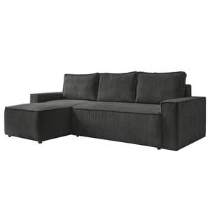 Hoekbank Altueta met chaise longue Corduroy Poppy: Antracietkleurig