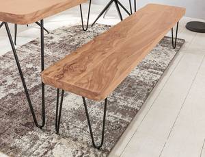 Banc Flicka Acacia massif / Fer - Marron clair - Largeur : 120 cm