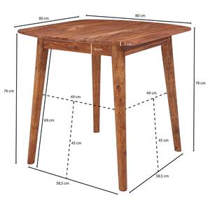 Eettafel Arul massief sheeshamhout - donkerbruin - 80 x 80 cm