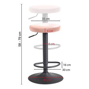 Tabouret de bar Nardone Velours / Fer - Rose vieilli