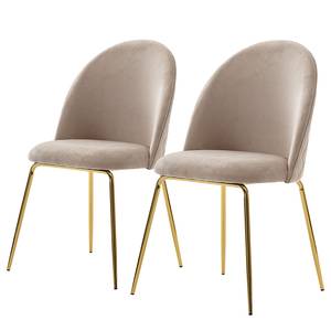 Chaises Paraco - Lot de 2 Velours / Fer - Beige / Doré