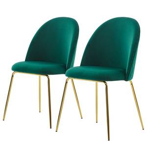 Set di 2 sedie Paraco Velluto / Ferro - Verde/Color oro
