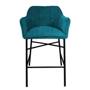 Chaise de bar Zazid Fer / Velours - Turquoise