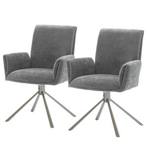 Chaises à accoudoirs Kaponya - Lot de 2 Gris