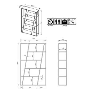 Open kast Albi eikenhout/zwart - Eikenhout licht/Zwart