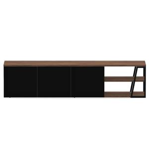 Tv-meubel Albi fineer van echt hout - walnotenhout/zwart - Walnoothoutkleurig/Zwart - Breedte: 190 cm