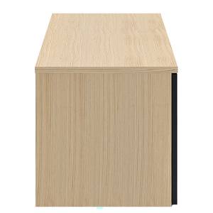 Meuble TV Albi Placage en bois véritable - Chêne clair / Noir - Chêne clair / Noir - Largeur : 145 cm