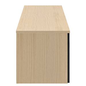 Meuble TV Albi Placage en bois véritable - Chêne clair / Noir - Chêne clair / Noir - Largeur : 190 cm