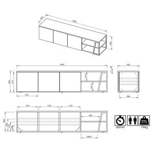 TV-Lowboard Albi Echtholzfurnier - Eiche Hell / Schwarz - Eiche Hell / Schwarz - Breite: 190 cm