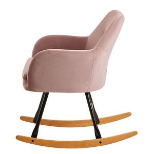 Rocking chair Bacoli Velours / Hévéa - Rose - Rose