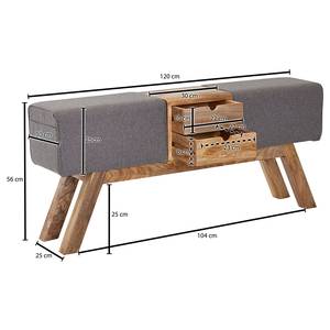 Garderobenbank Molinara Microfaser / Mangoholz - Grau - Grau