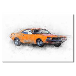 Leinwandbild Orange Muscle Car Fichte Massiv / Mischgewebe - 80 x 120 cm
