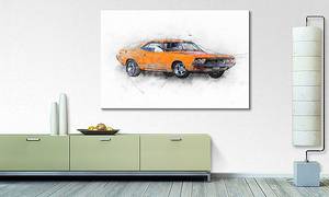 Quadro Orange Muscle Car Abete massello / Tessuto misto - 80 x 120 cm