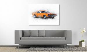 Quadro Orange Muscle Car Abete massello / Tessuto misto - 80 x 120 cm