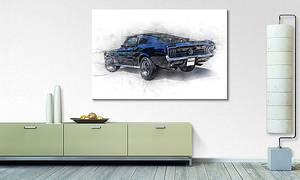 Leinwandbild Mustang Fichte Massiv / Mischgewebe - 80 x 120 cm