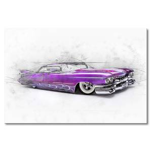 Quadro Pink Cadillac Abete massello / Tessuto misto - 80 x 120 cm