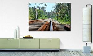 Quadro Srilankan Rails Abete massello / Tessuto misto - 80 x 120 cm