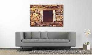 Quadro Wooden Windows Abete massello / Tessuto misto - 80 x 120 cm - Beige