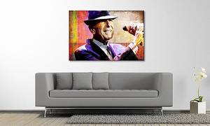 Quadro Leonard Cohen Abete massello / Tessuto misto - 80 x 120 cm