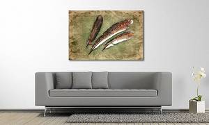 Leinwandbild Feather Of Pheasan Fichte Massiv / Mischgewebe - 80 x 120 cm