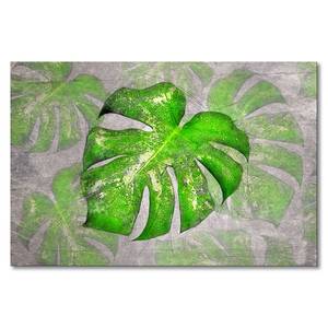 Quadro Big Monstera Abete massello / Tessuto misto - 80 x 120 cm