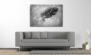 Quadro Beautiful Feather Abete massello / Tessuto misto - 80 x 120 cm