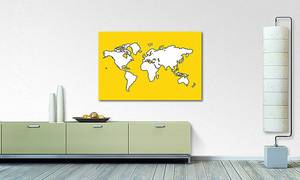 Quadro Map of  the World Abete massello / Tessuto misto - 80 x 120 cm