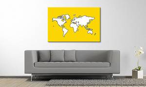 Quadro Map of  the World Abete massello / Tessuto misto - 80 x 120 cm