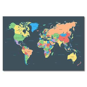 Quadro Colorful Map Abete massello / Tessuto misto - 80 x 120 cm