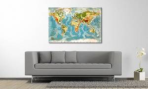 Quadro Used Worldmap Abete massello / Tessuto misto - 80 x 120 cm