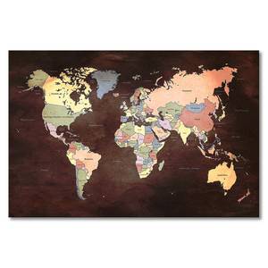 Leinwandbild Old Worldmap One Fichte Massiv / Mischgewebe - 80 x 120 cm - Weinrot