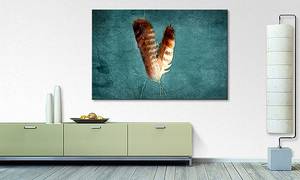 Afbeelding Two Feathers Turquoise massief sparrenhout/textielmix - 80 x 120 cm