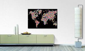 Afbeelding World Flowers massief sparrenhout/textielmix - 80 x 120 cm