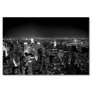 Impression sur toile Big Apple Night Épicéa massif / Tissu mélangé - 80 x 120 cm - Noir / Blanc