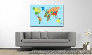 Leinwandbild Worldmap Clean Fichte Massiv / Mischgewebe - 80 x 120 cm
