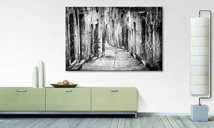 Afbeelding Old Streets massief sparrenhout/textielmix - 80 x 120 cm