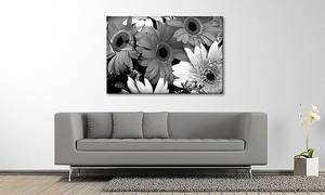 Leinwandbild Flowery Scent Fichte Massiv / Mischgewebe - 80 x 120 cm - Schwarz / Weiß