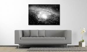 Impression sur toile Galaxy Épicéa massif / Tissu mélangé - 80 x 120 cm - Noir / Blanc