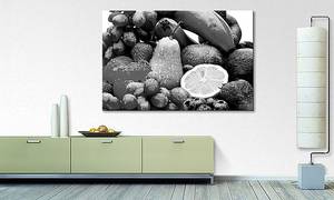 Quadro Fruits Abete massello / Tessuto misto - 80 x 120 cm - Nero / Bianco