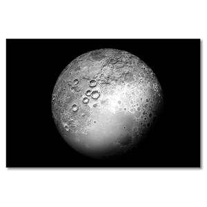 Quadro The Moon Abete massello / Tessuto misto - 80 x 120 cm - Nero / Bianco