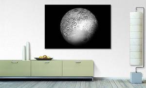 Quadro The Moon Abete massello / Tessuto misto - 80 x 120 cm - Nero / Bianco