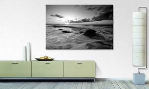 Quadro Ocean Sunset Abete massello / Tessuto misto - 80 x 120 cm - Nero / Bianco
