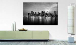 Quadro Manhattan Night Abete massello / Tessuto misto - 80 x 120 cm