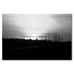 Quadro Sunset Sky Abete massello / Tessuto misto - 80 x 120 cm - Nero / Bianco