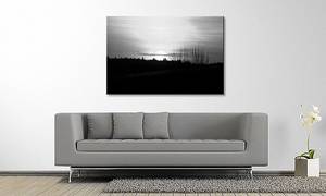 Quadro Sunset Sky Abete massello / Tessuto misto - 80 x 120 cm - Nero / Bianco