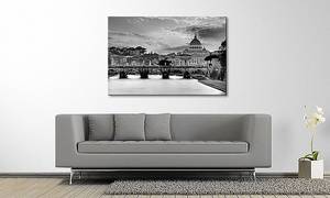 Impression sur toile Vatican Épicéa massif / Tissu mélangé - 80 x 120 cm - Noir / Blanc