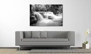 Quadro Waterfall In Jungle Abete massello / Tessuto misto - 80 x 120 cm
