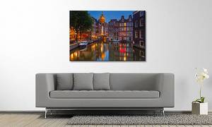 Quadro Canal in Amsterdam Abete massello / Tessuto misto - 80 x 120 cm